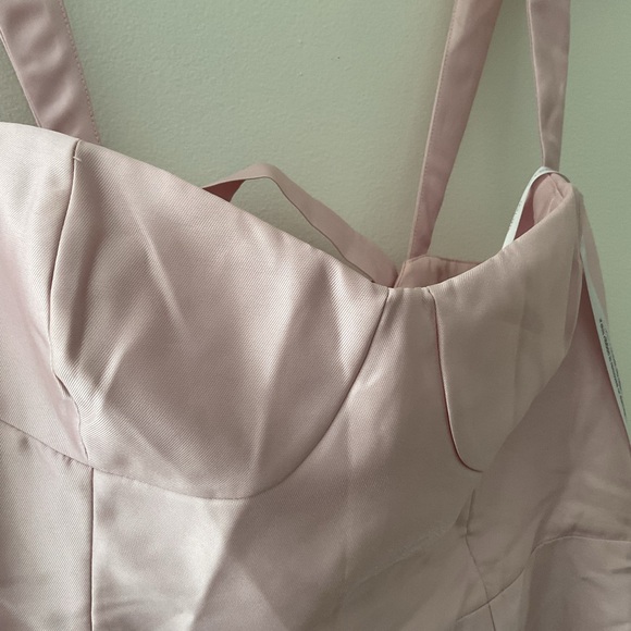 ALFRED SUNG Lace-Up Bustier Full Skirt Pockets Satin Pink Maxi Dress NWT 18 - Picture 6 of 13